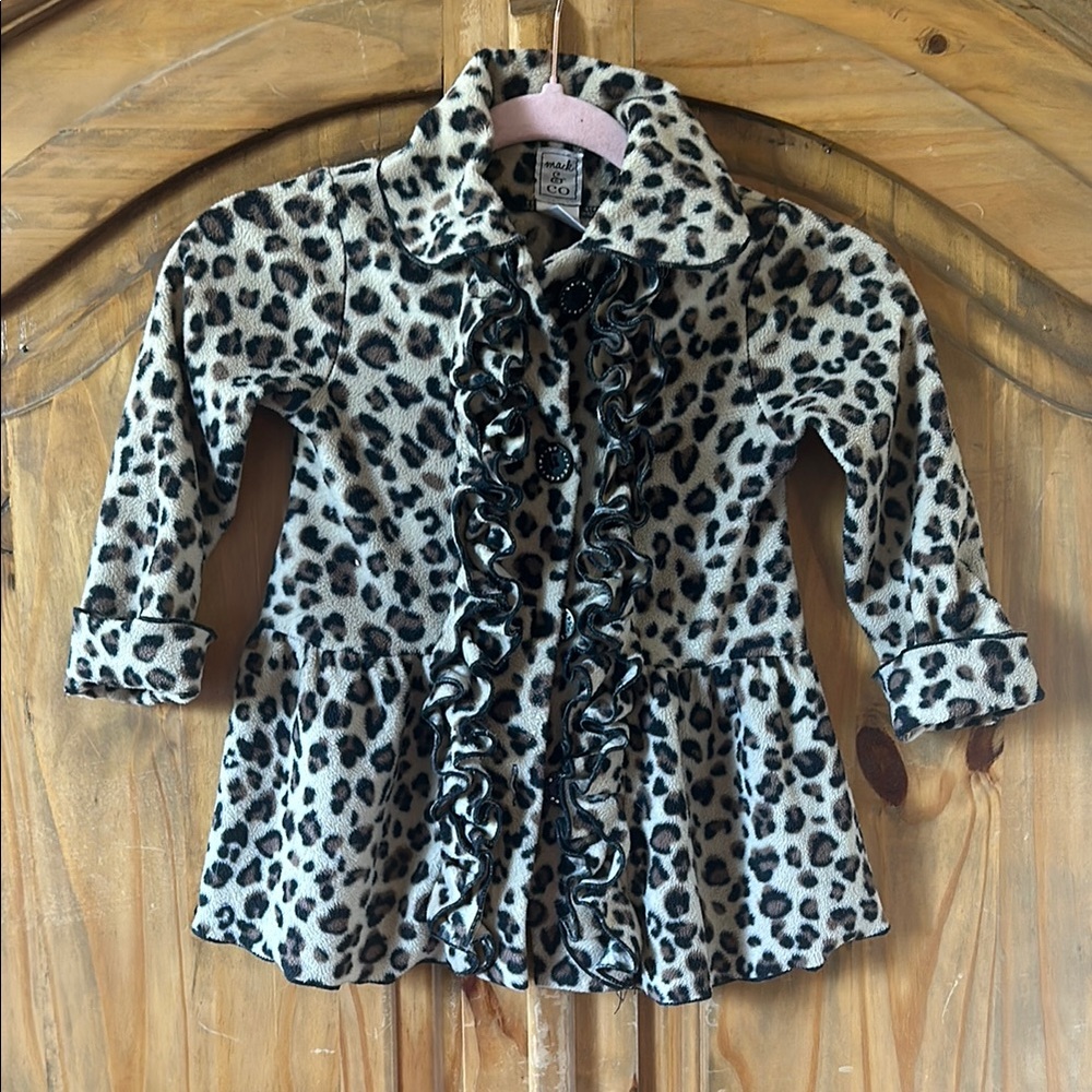 Leopard Print Ruffled Coat